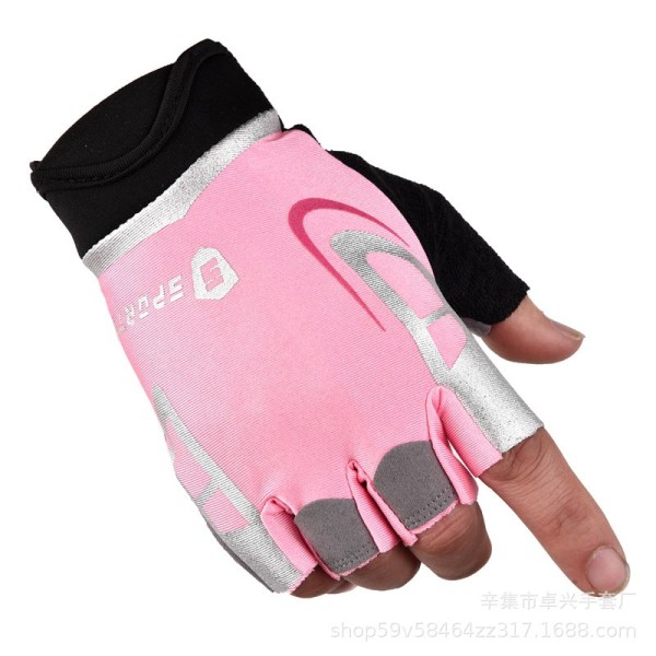 Naiset Miesten Pyöräilyhanskat Fitness Outdoor Half Finger Ice Silk Hengittävä Basic pink XL