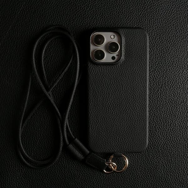 Etui til iPhone15 sort [Etui reb] bælte lanyard high end