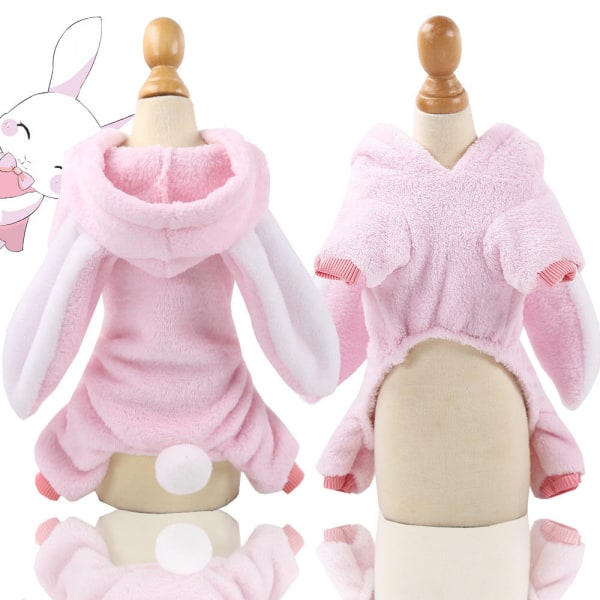 Knap til kæledyrstøj Firebens flannel Varme farverige striber og prikker super long eared rabbit pure Pink L back length 35cm