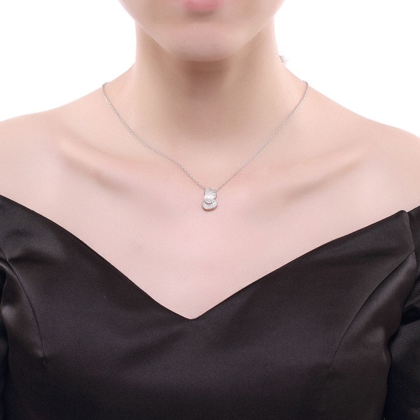 Elegant kvinner halskjede S925 sterling sølv Shell Pearl Diamond