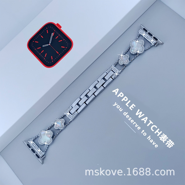 Klockarmband för Apple Watch iWatch 38/40/41mm -9 generationer Silver + Färgskal