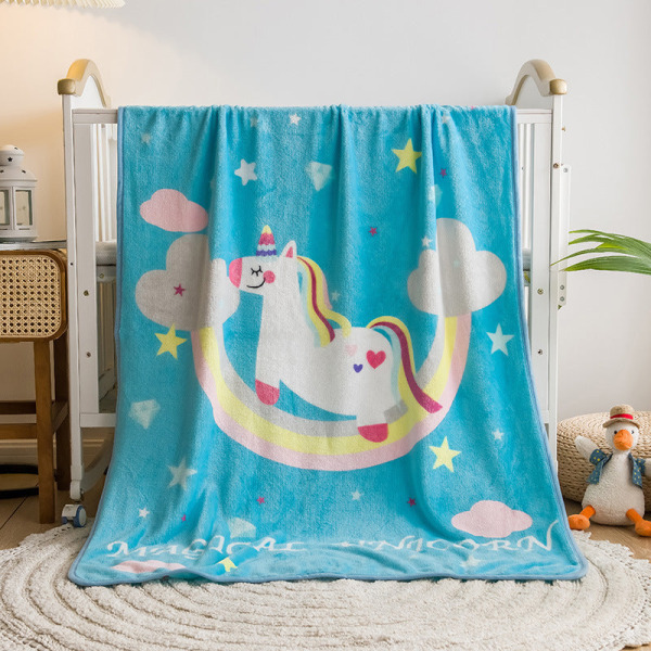 Lasten Pieni peitto Sarjakuvapeitto Coral Fleece Flanelli Lasten Peitto Rainbow horse 100*140cm