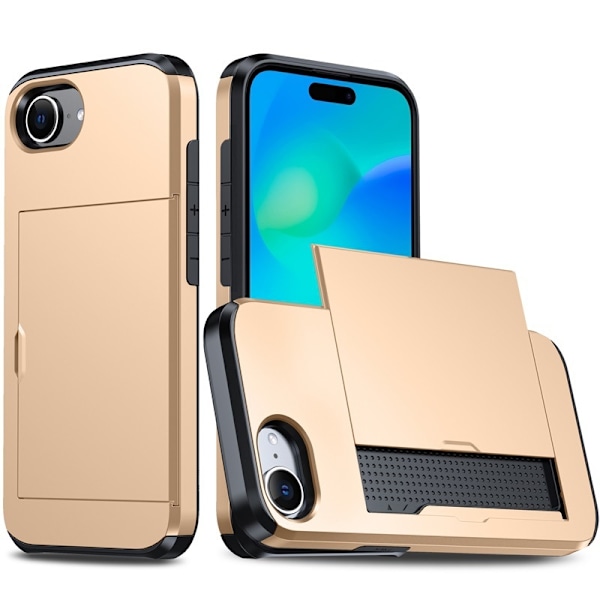 Kotelo iPhone 13 Pro 6.1 Kultainen liukukorttipaikka putoamista estävä lompakko
