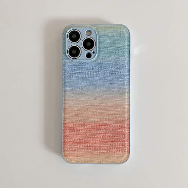 Fodral för iPhone 14 ‖Blå linsram‖ Sommar gradient trefärgat läder retro struktur