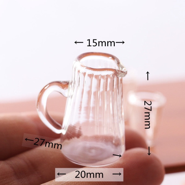 Miniatyrmøbler Leketøy Dukker Hus DIY Dekorasjon Tilbehør Mini Simulering Glass Ripple Tekopp Corrugated glass pot