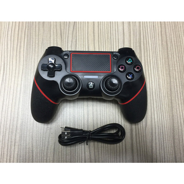 Plastbelagd för PS4 Gamepad PS4 Wireless Blue-Tooth Game Handtag Vibrationsfunktionella remsor Black and Red