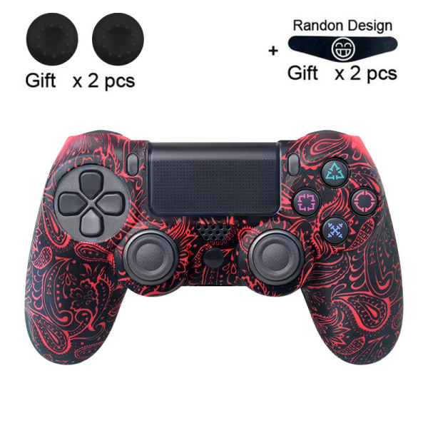 For PS4 håndtakshylse PS4 slankt håndtak kamuflasjedeksel PS4 håndtak Graffiti silikonbeskyttende Solid color-red