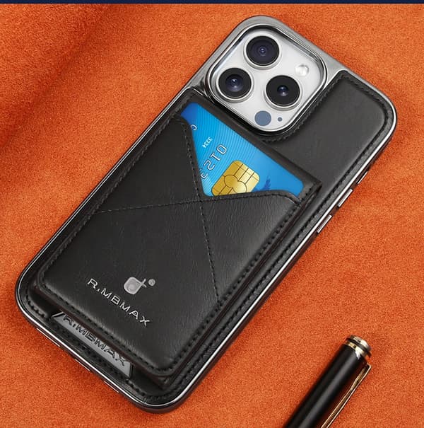 Etui til iPhone 15 Plus magnetisk foldbart kortholder [Prestige Sort] High-end fuldlæder cover
