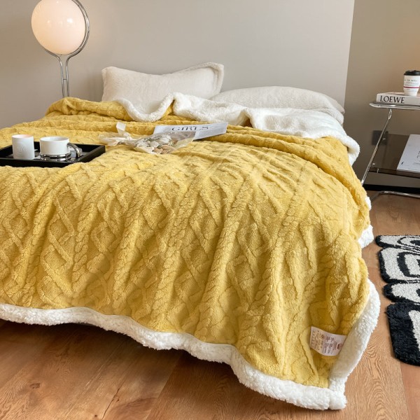 Syksyllä ja talvella paksuuntuva peitto Tower Cashmere cover päiväpeitto casual Lemon yellow 150*200cm