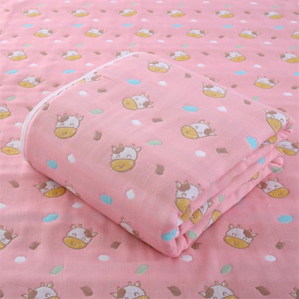 Babys badehåndklæde ren bomuld seks-lags børnetæpper Betræk Tæppe Gaze Badehåndklæde Quilt Pink calf 110×110cm