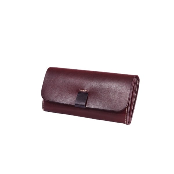 Retro original håndlaget lang lommebok i ekte skinn med skjelettskinn multifunksjonell kortholder clutch Purplish red