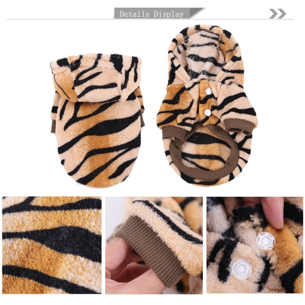 Lemmikkien vaatteet syksyn ja talven uudet flanellinapit Hooded two-legged tiger S