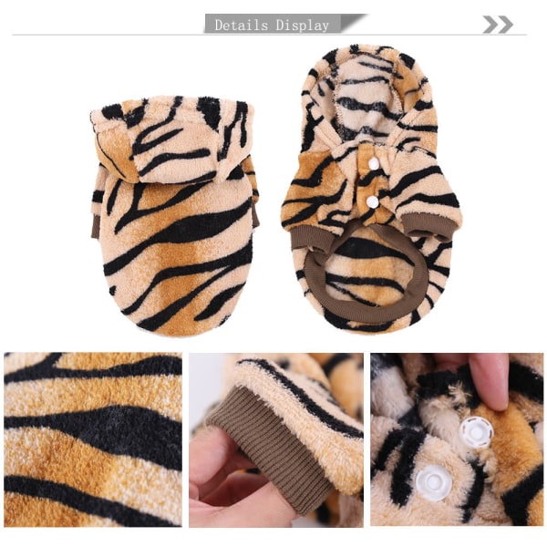 Lemmikkien vaatteet syksyn ja talven uudet flanellinapit Hooded two-legged tiger XS