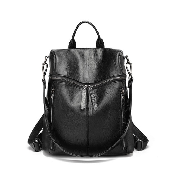 Kvinder pige rygsæk skulder taske skoletaske koreansk stil matchende blødt læder læder dobbelt-brug Black