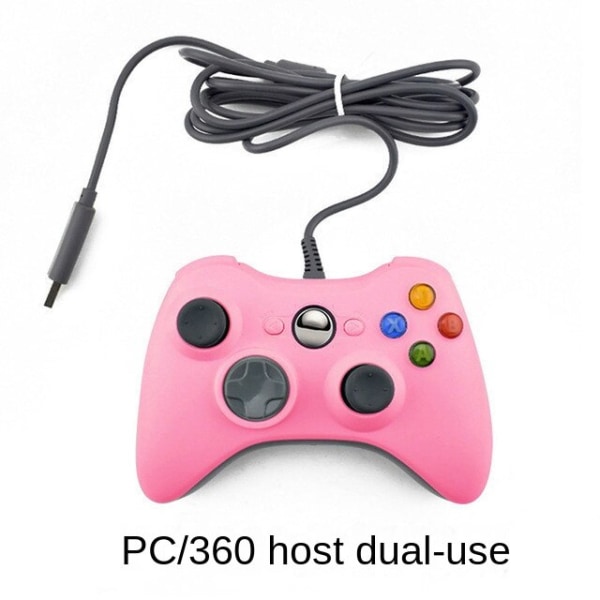 For Xbox 360 Håndtak på kablet spillkonsoll USB kablet datamaskinkontrollpanel PC-kontrollpanel Pink (PC/xbox 360)