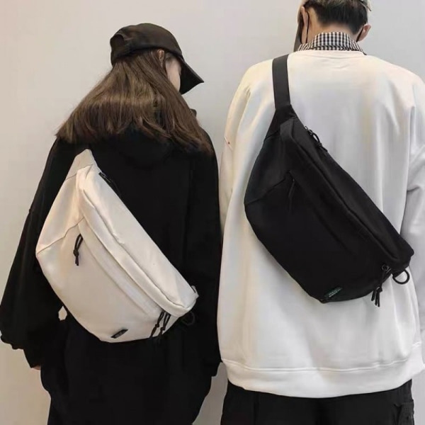 Mænd kvinder Fanny Pack taljetaske Sport mænds bryst Casual japansk skulder mænds farve rygsæk kvinder Black