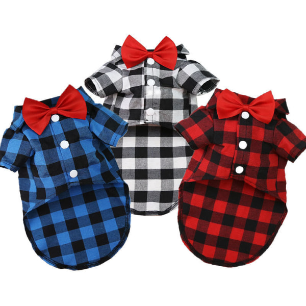 Kæledyrstøj Plaidskjortedragt Brudekjole Tilbehør til kæledyr Blue and black lattice s