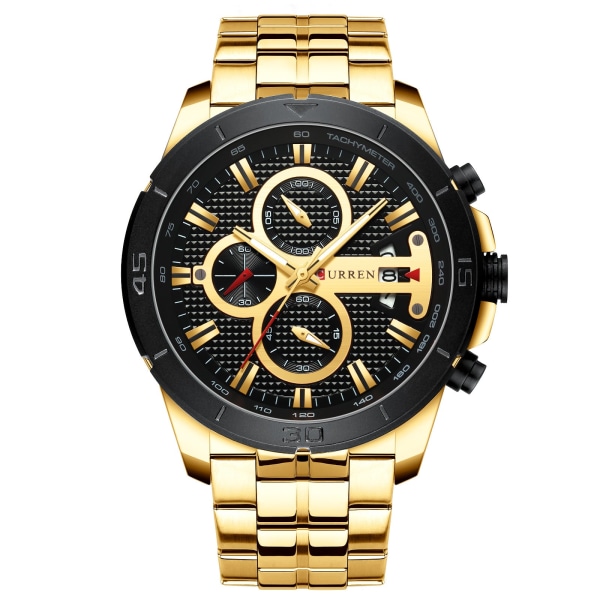 Menn Business Steel Belte Watch Quartz Waterproof Watch MZMW-8337 Gold