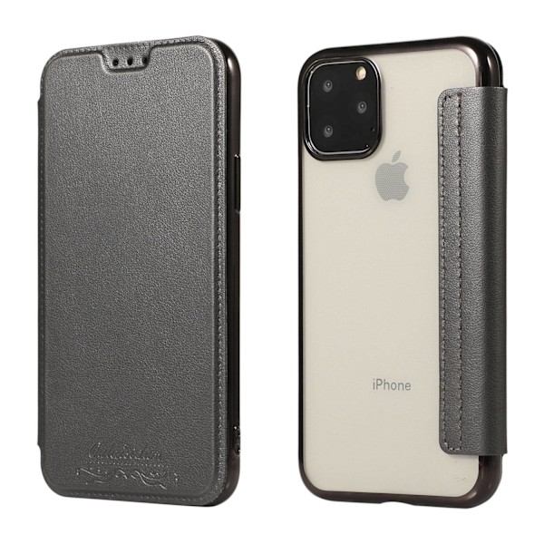 Etui til iPhone15PRO Space Gray Kort Indsats Læder Flip Elektroplettering PU Transparent
