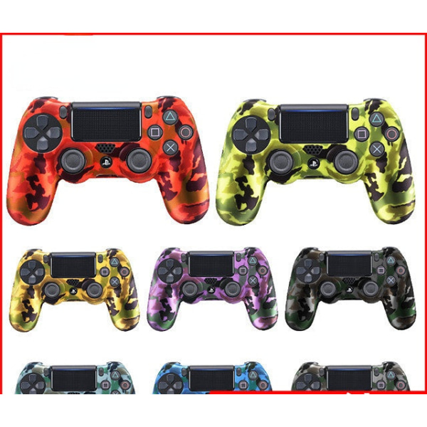 For PS4 Handle Sleeve PS4 Slim Camouflage Handle Sleeve PS4 Silicon Game Handle Case PS4 Silicone Solid color-yellow