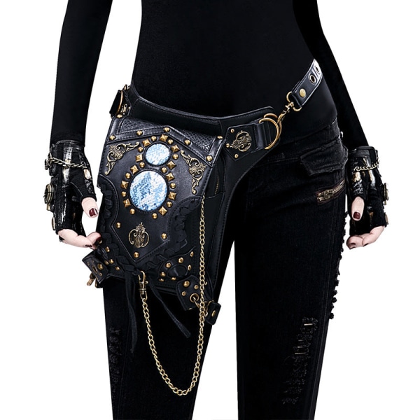 Menn kvinner Fanny Pack midjeveske Steampunk One-Soulder Crossbody Chain Dame Herremote As shown in the figure