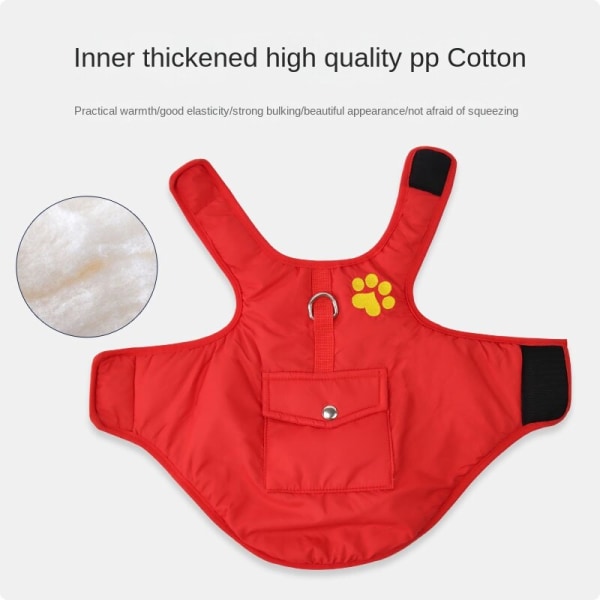 Kæledyrstøj Efterår Vinter Vandtæt Vindtæt Medium Stor Fleece-foret Tykket Hundevest Bright red xl