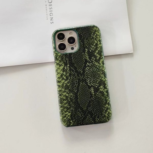 Etui til iPhone 17pro Grøn Mode Python Armbånd Mønster Halvt Etui