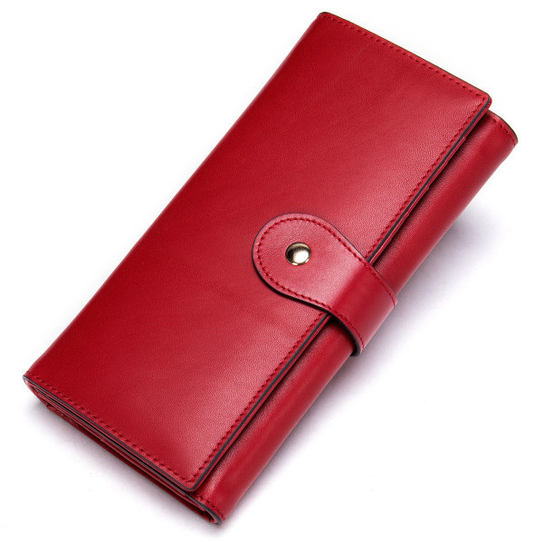 Naisten lompakko kolikkokukkaro Pitkä aitoa nahkaa useita korttipaikkoja RFID Antimagneettinen case Muotitrendi Red