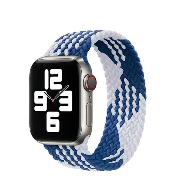 Urrem til Apple Watch iWatch 38/40/41mm S størrelse elastisk enkelt loop Z mønster blå og hvid
