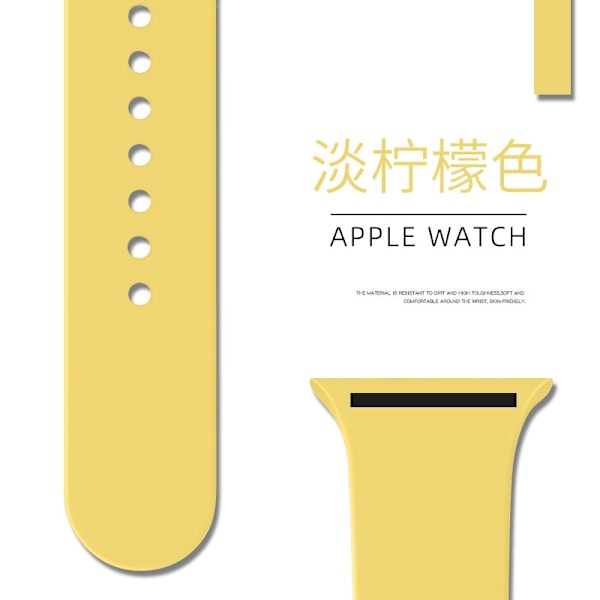 Kellon ranneke Apple Watch iWatch 42/44/45/46/49mm pidennetty/L 85 vaalea sitruuna