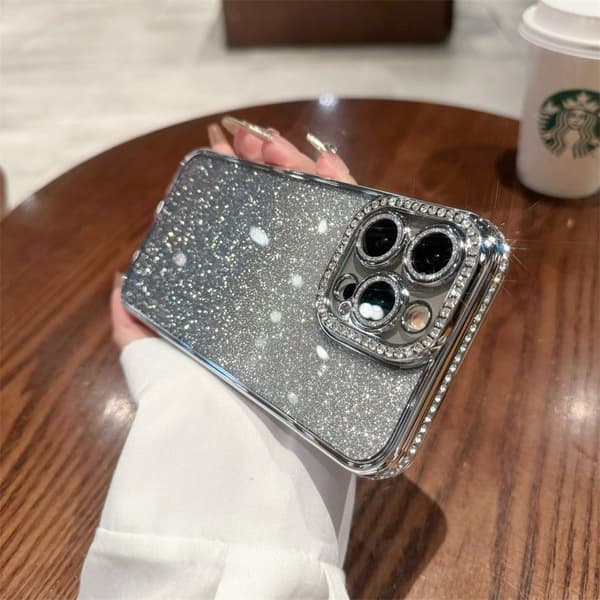 Skal för iPhone 17 Silver Elektropläterad Diamant Gradient Blixt Diamant Mjuk