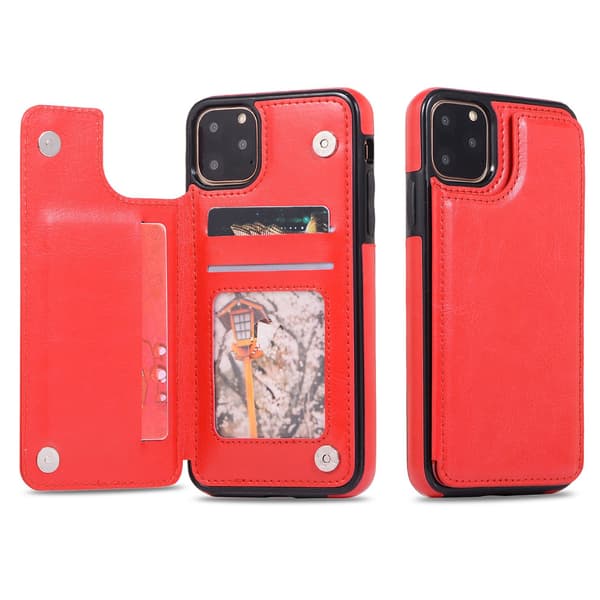 Fodral för iPhone 14plus rött läder crazy horse-mönster