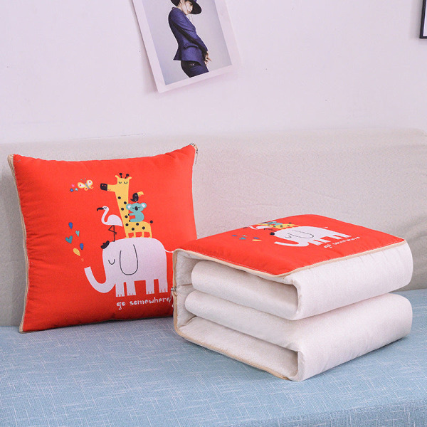 Multifunctional Pillow Quilt Dual Purpose Throw Pillow Car Back Cushion Quilt Practical Gift Time deer 40*40cm