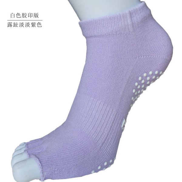 5 par tåsokker dame silikon sklisikker yoga pilates sokker, bomull flerfarget valgfritt 5 Average Size
