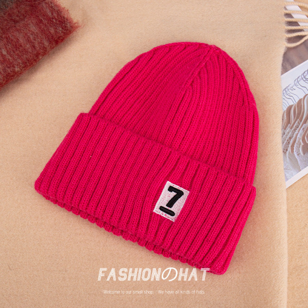 Lämpimät talvineulotut pipohatut syksyn ja talven korealaistyylinen kirjailtu hattu Unisex Rose Red M