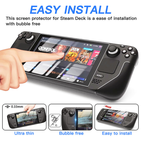 Til Steam Deck Game Console Tempered Film Steam Deck Film Anti-Fingerprint Screen 3 stk.