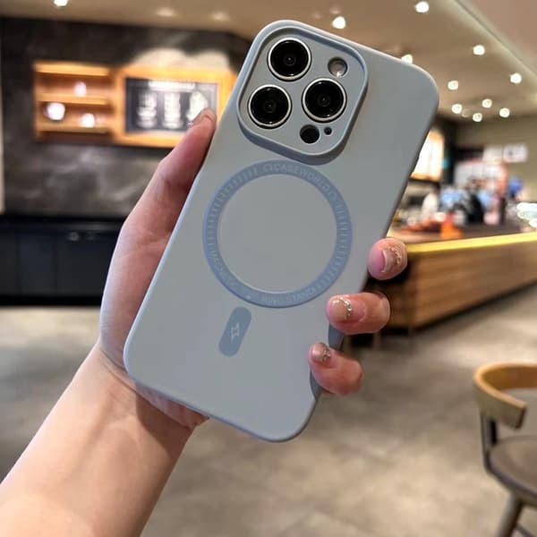 Etui til iPhone 17 Blågrå Cloud Sense Magnetisk Flydende Silikone Blød