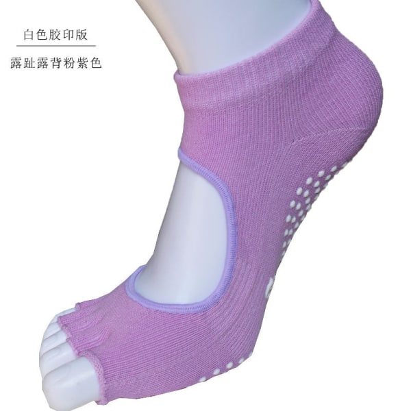 5 par tåsokker dame silikon sklisikker yoga pilates sokker, bomull flerfarget valgfritt 8 Average Size