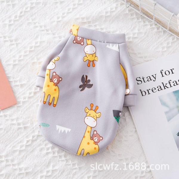 Lemmikkien vaatteet Sarjakuva Fleece Villapaita Koiran vaatteet Mukavat samettia gray deer Xs