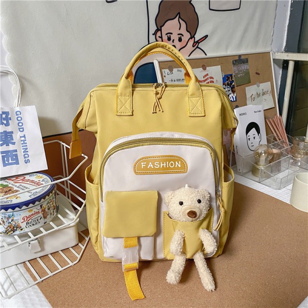 Skoleelev ryggsekk College Bookbag Reiseveske Doll Large Capacity Fresh Campus Black
