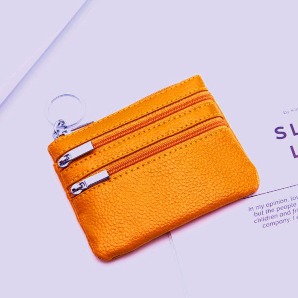 Kvinner lommebok myntveske Ekte skinn Hjem Zip Key Bag Multifunksjonell kortholder Orange