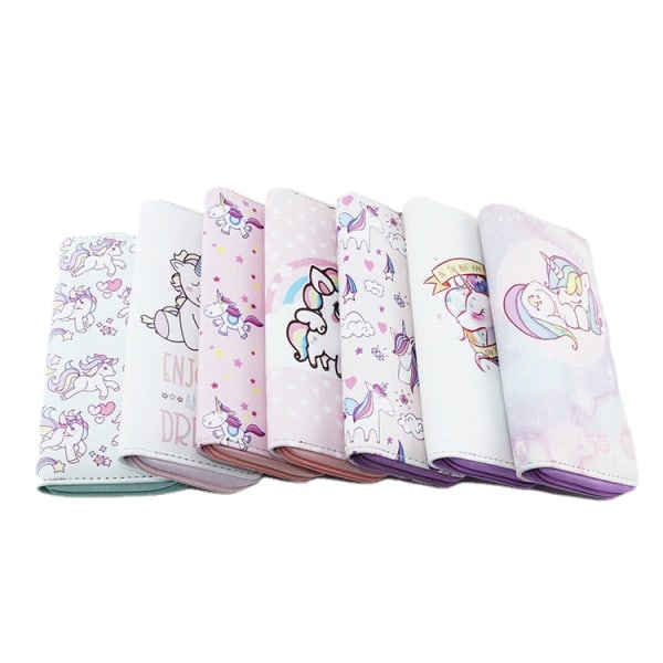 Unicorn Series Hestehode Lang Pu Horisontal Firkantet lommebok Student Clutch med glidelås Unicorn G