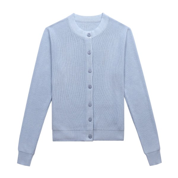 Kvinner Strikk Høst Vinter Genser Koreansk Yttertøy Cardigan Løs Allsidig liten kåpe Baby Blue 52*92*58cm