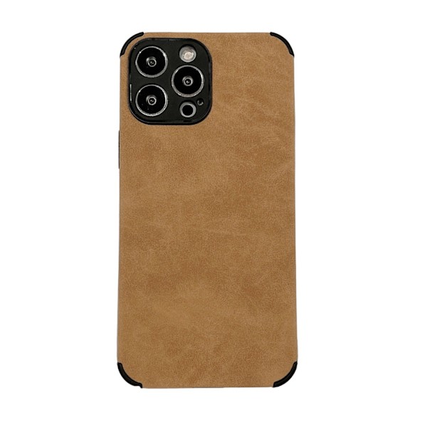 Fodral för iPhone 13 [Brun] Mockaläder fyra hörn anti fall dammtät matt full
