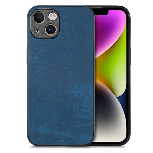 Etui til iPhone 13 Mini blått skinn enkelt solid fine hull flere modeller