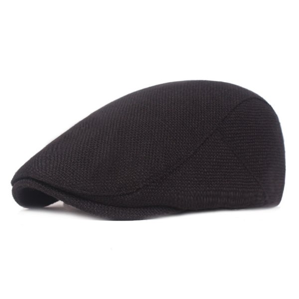 Baretterhat Bomuld og hør Mænds og kvinders Peaked Cap Retro Distressed Advance Hatte Outdoor Tourist Hat Monokrom Baret Black Adjustable