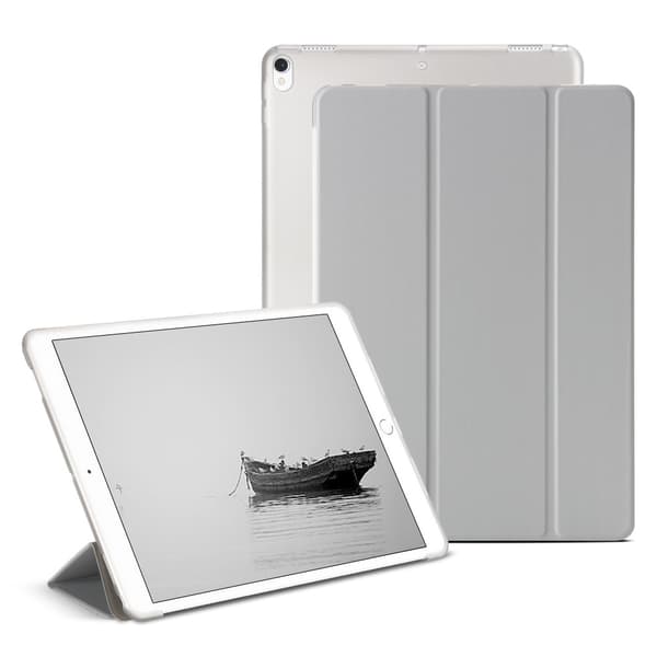 Etui til iPad 2018 9.7\" grå tri fold silikonstativ sleep mykt lær