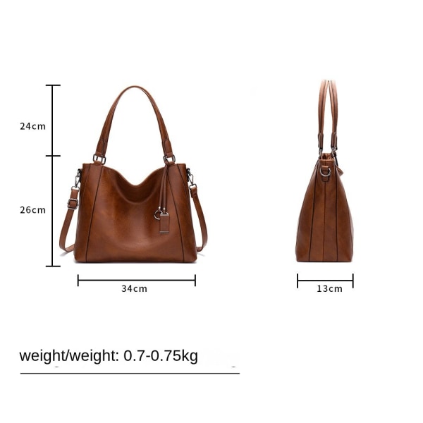 Kvinder Dame Håndtaske Casual Simple Hand Shoulder Pu Messenger Bag Brown