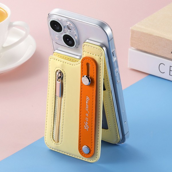 iPhone 15 Pro -kotelo, keltainen, luova, lämmin, ylös ja alas kääntyvä korttipidike, läpinäkyvä Pro