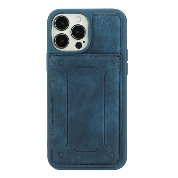 Etui til iPhone 15 Plus, blått lær, lommebok, stativ, magnetisk